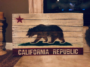 California State Flag 40"x24" Rustic Pallet Wood