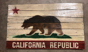 California State Flag 40"x24" Rustic Pallet Wood