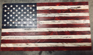 American Flag Rustic Wood 37"x20"