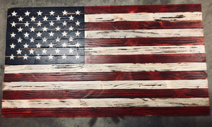 American Flag Rustic Wood 37"x20"