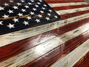 American Flag Rustic Wood 37"x20"