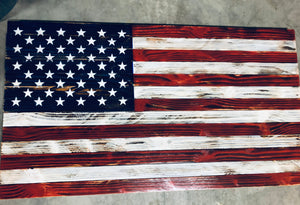 American Flag Rustic Wood 37"x20"