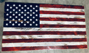 American Flag Rustic Wood 37"x20"