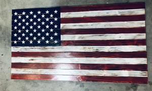 American Flag Rustic Wood 37"x20"