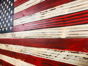 American Flag Rustic Wood 37"x20"