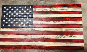 American Flag Rustic Wood 37"x20"